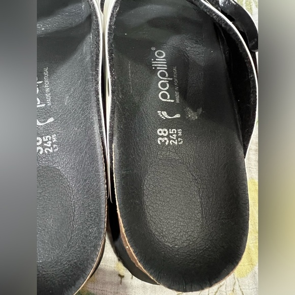 Papillio By Birkenstock Black and White Polka Dot Platform Arizona Sandals - Picture 4 of 6